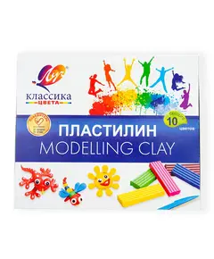 Пластилин 10цветов  "Детство" 200г с инструментом в картонной коробке 850 Сундучок, магазин (Нурсултана Назарбаева, 121)