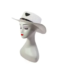Шляпа белая с ремешком 6000 A7_kokshetau, магазин головных уборов и аксессуаров