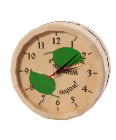 Часы кварцевые в форме бочки "С легким паром" для бани и сауны 27x8 см 8500 Русский лес, ​компания