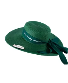 Шляпа пляжная зеленого цвета с лентами 9000 Britel_ka, отдел купальников