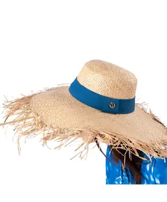 Шляпа соломенная с широкими полями с поясом синего цвета 9000 Britel_ka, отдел купальников
