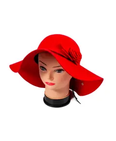Шляпка женская с широкими полями красного цвета 7300 Hat & Cap,бутик головных уборов