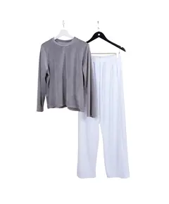 Комплект домашней одежды из хлопкового велюра серый верх,белый низ 20000 Qookaa, швейный цех