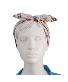 Повязка на голову из хлопка бежевого цвета с принтом 1500 Qookaa, швейный цех