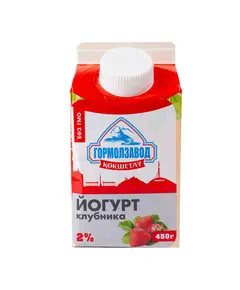 Йогурт питьевой со вкусом клубники 2% 450 гр 225 Гормолзавод, ​молочный павильон