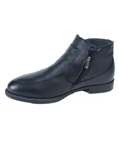 Ботинки мужские черного цвета классические с молнией из натуральной кожи с натуральным мехом 33000 Zshoes, ​бутик обуви