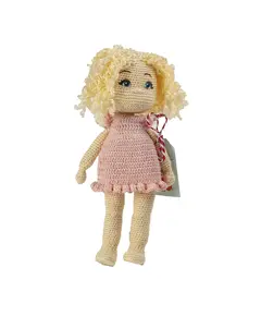Игрушка ручной работы "Кукла" в розовом платье 24 см 6500 Игрушкин мир, мягкие игрушки ручной работы