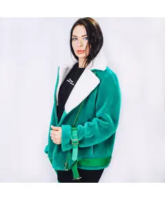Дубленка зимняя зеленого цвета 43000 LeMaR store, бутик женской верхней одежды