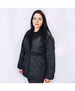 Куртка женская демисезонная черного цвета с шерстяным воротом 53000 LeMaR store, бутик женской верхней одежды