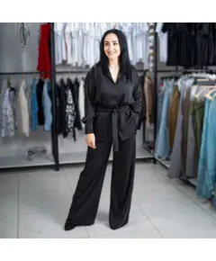 Костюм женский черного цвета рубашка и брюки 17500 Фифочка, магазин женской одежды