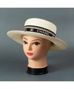 Шляпка соломенная женская белая 5500 Hat & Cap,бутик головных уборов