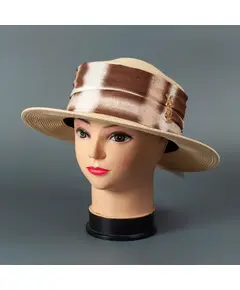 Шляпа женская соломенная с коричневой повязкой 9300 Hat & Cap,бутик головных уборов