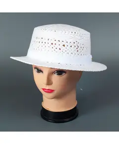 Белая соломенная шляпка 7800 Hat & Cap,бутик головных уборов