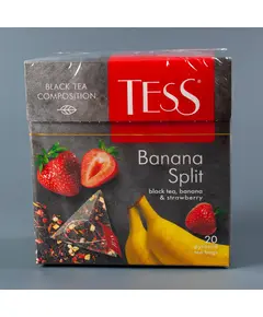 Чай "Tess" Banana Split, черный чай в пирамидах 518 Союз, сеть супермаркетов