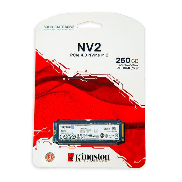Твердотельный накопитель SSD,KINGSTON,NV2 SNV2S\250G,250GB,M/2 NVMe PCLe 3.0x4,3000\1300мб\с 18150 Pixel, компьютерный центр