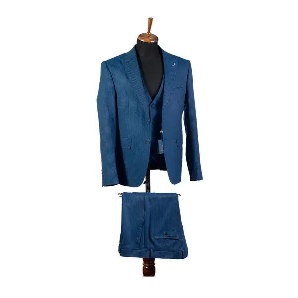 Костюм Bost Renzo Martinelli тройка синий в полоску 48000 Bost, ​сеть магазинов мужской одежды