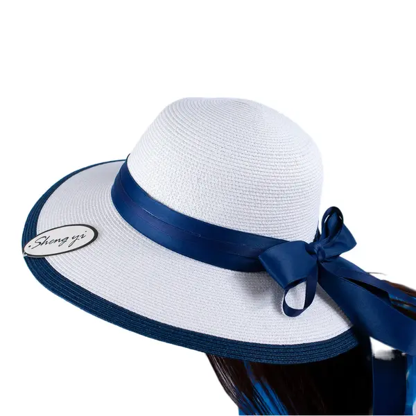Шляпа белая с синим ремешком и окантовкой 9000 Britel_ka, отдел купальников