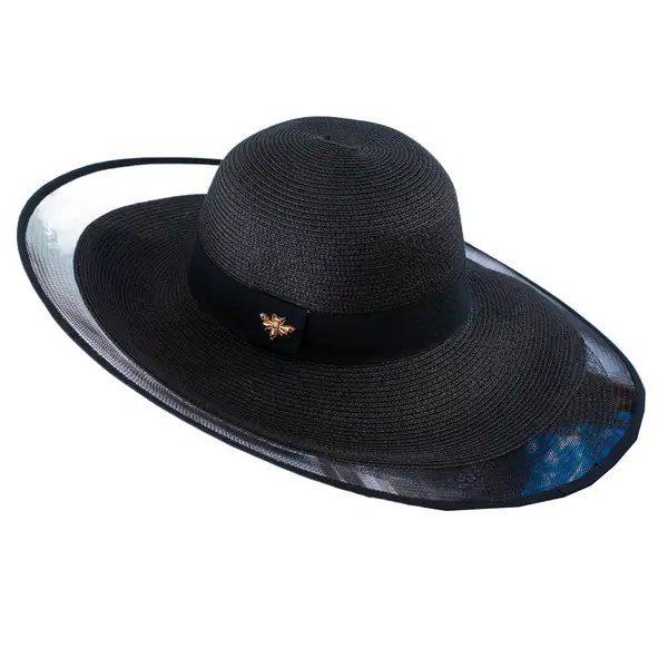 Шляпа пляжная черного цвета с пчелой 9500 Britel_ka, отдел купальников