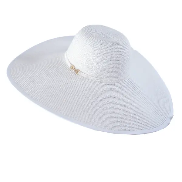 Шляпа пляжная соломенная белого цвета с широкими полями 10000 Britel_ka, отдел купальников