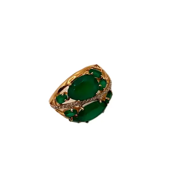 Кольцо золотое с вставкой из зеленого агата 19,5 размер 8,02 грамм 182600 Золотая рыбка, ​ювелирный салон