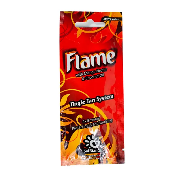 Крем для загара в солярии "Flame" с нектаром манго, 4-х бронзаторами Tingle эффектом 300 Импульс, ​магазин расходных материалов
