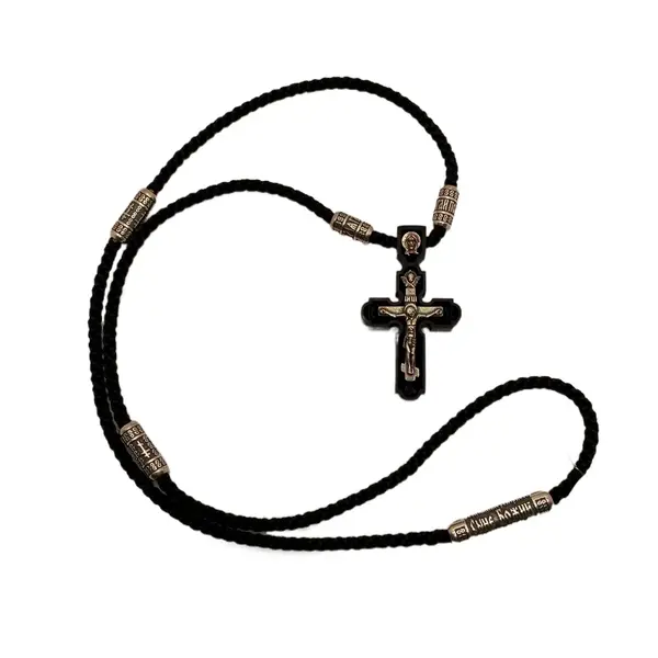 Крест серебряный на шнурке гайтан размер 70 178500 Золотая рыбка, ​ювелирный салон