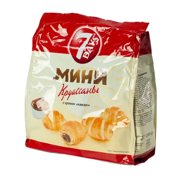 Круассаны 7 Days мини с какао 200 гр 895 Абрикос, магазин продуктов, Сарыарка 8/4