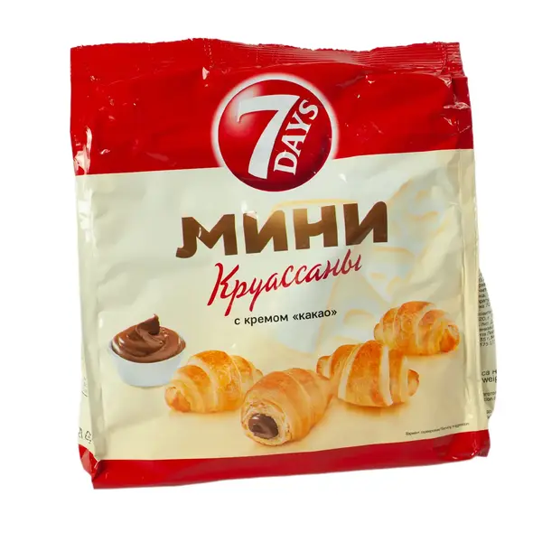 Круассаны 7 Days мини с какао 200 гр 895 Абрикос, магазин продуктов, Сарыарка 8/4