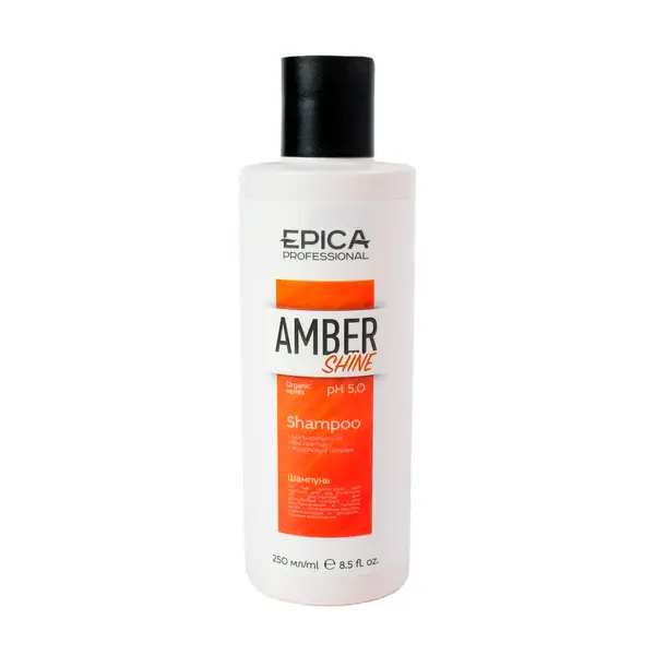Шампунь для восстановления и питания волос EPICA Amber Shine ORGANIC с облепиховым маслом, глюконамидом и фосфолипидным комплексом 2500 Импульс, ​магазин расходных материалов