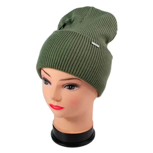 Шапка женская из трикотажа Berkle цвет-хаки 7000 Hat & Cap,бутик головных уборов