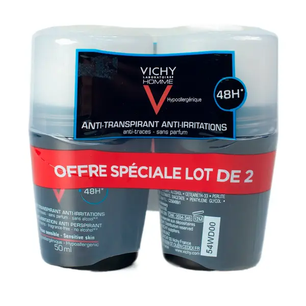 Vichy Набор HOMME 48ч део-ролл для чувствительной кожи 50 мл + 1 (скидка 50% на 2-ой) 0 