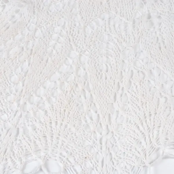 Накидка шаль "Мария" белого цвета из натуральной шерсти с бисером 10000 Ola-la, вязаные изделия ручной работы