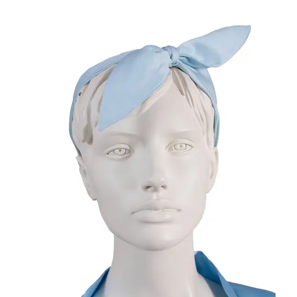 Повязка на голову из хлопка голубого цвета 1500 Qookaa, швейный цех