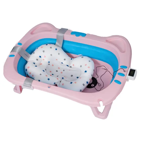 Складная ванночка с термометром и подушкой розово-голубого цвета 15000 Магазин детских кроватей