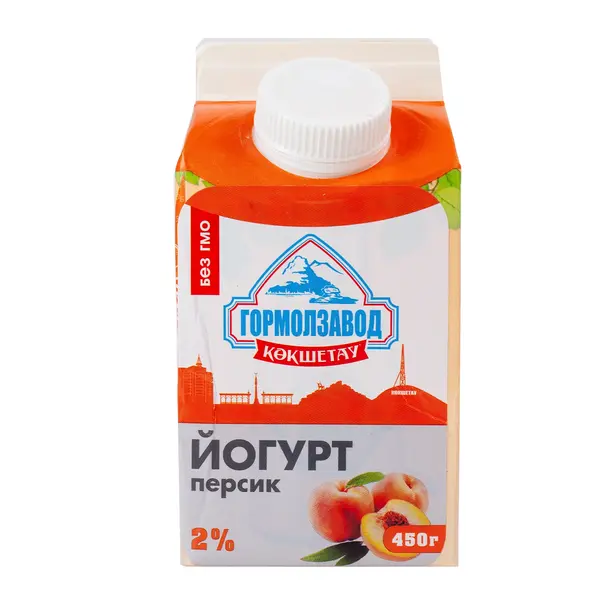 Йогурт питьевой со вкусом персика 2% 450 грамм 225 Гормолзавод, ​молочный павильон