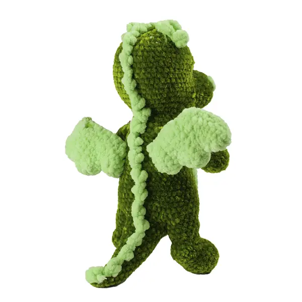 Игрушка ручной работы "Дракон" зеленого цвета 24 см 5000 Игрушкин мир, мягкие игрушки ручной работы