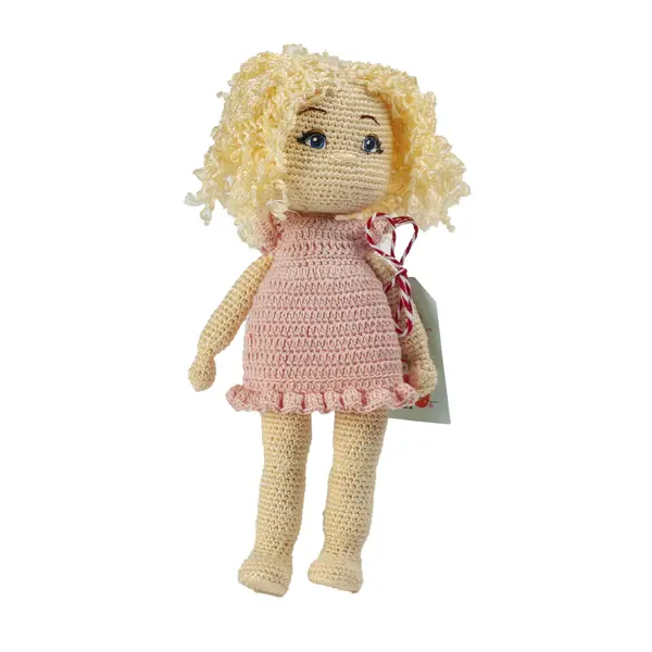 Игрушка ручной работы "Кукла" в розовом платье 24 см 6500 Игрушкин мир, мягкие игрушки ручной работы