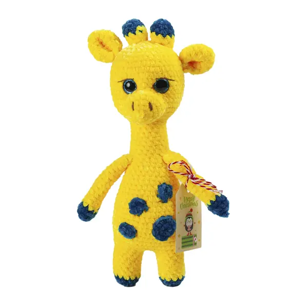 Игрушка ручной работы "Жираф" с синими пятнышками 26 см 3500 Игрушкин мир, мягкие игрушки ручной работы