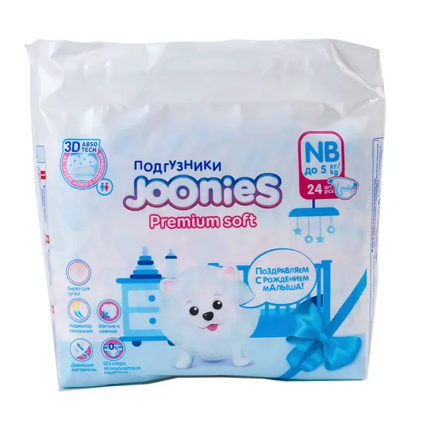 Joonies Premium soft NB 24 шт 2250 Kinder (магазин детских товаров)