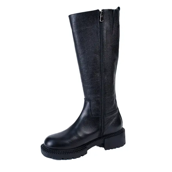 Женские сапоги черного цвета из натуральной кожи  с натуральным мехом 47500 Zshoes, ​бутик обуви