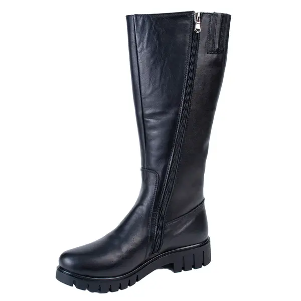 Женские сапоги черного цвета из натуральной кожи с натуральным мехом классические 45900 Zshoes, ​бутик обуви