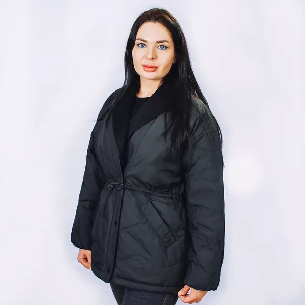 Куртка женская демисезонная черного цвета с шерстяным воротом 53000 LeMaR store, бутик женской верхней одежды