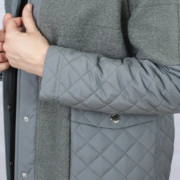 Пальто женское комбинированное шерстяное стеганое 105000 LeMaR store, бутик женской верхней одежды