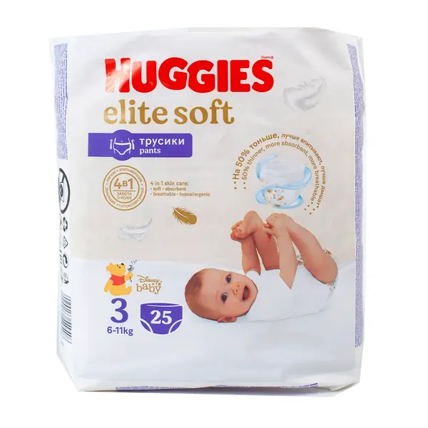 Подгузники-трусики Huggies Elite Soft 3 25 7064 Детский, магазин детской одежды и игрушек
