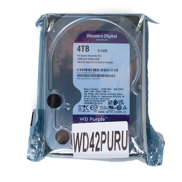 Жесткий диск для видеонаблюдения HDD 4 Tb Western Digital Purple SATA 6 GB/s 256 Mb 3,5 WD42PURU 51900 Pixel, компьютерный центр