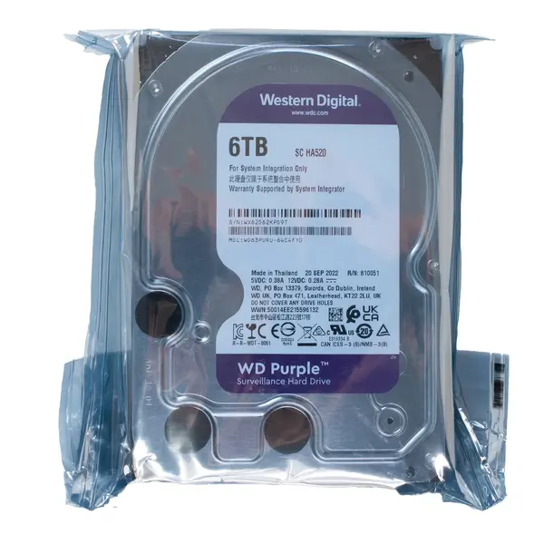 Жесткий диск для видеонаблюдения HDD 6Tb Western Digital Purple SATA 6Gb/s 256 Mb 3,5 WD63PURZ 74520 Pixel, компьютерный центр