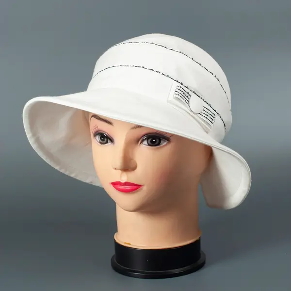 Белая шляпка с бантом ХБ 6900 Hat & Cap,бутик головных уборов