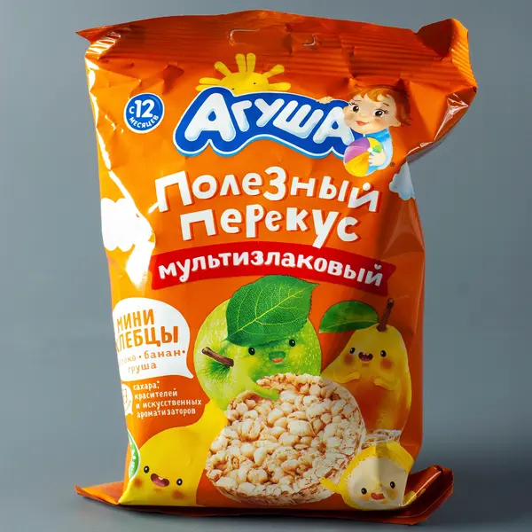 Хлебцы мультизлаковые Агушка вкус яблоко- банан- груша 30 гр 395 Kinder (магазин детских товаров)