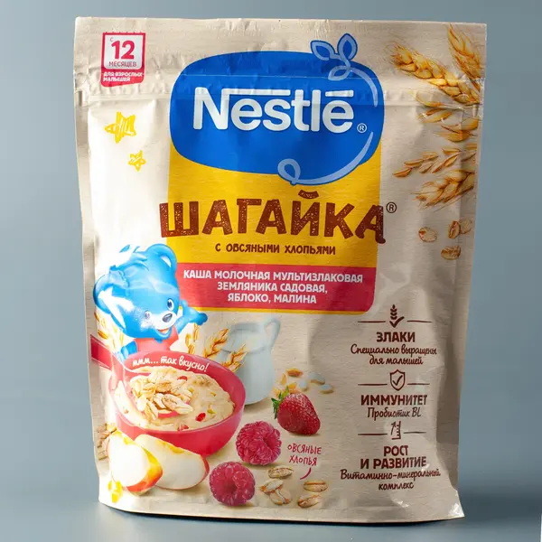 Каша молочная мультизлаковая Шагайка Nestle со вкусом земляники яблоко малина 1650 Kinder (магазин детских товаров)